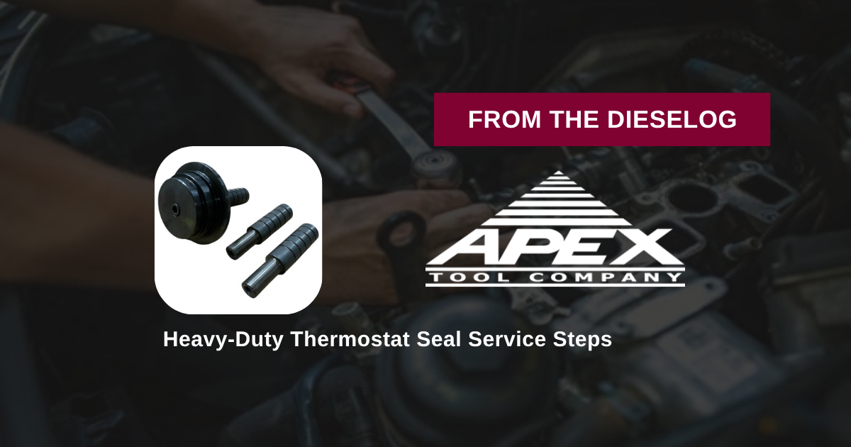 Step-by-step close up layout of M20102 driver tool seated on a heavy-duty thermostat seal inside a water housing